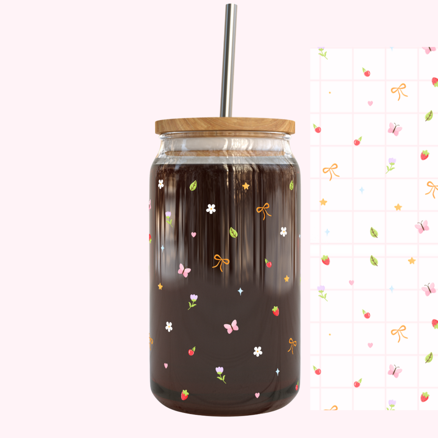Verre 16 oz | Fleurs d'été minimaliste