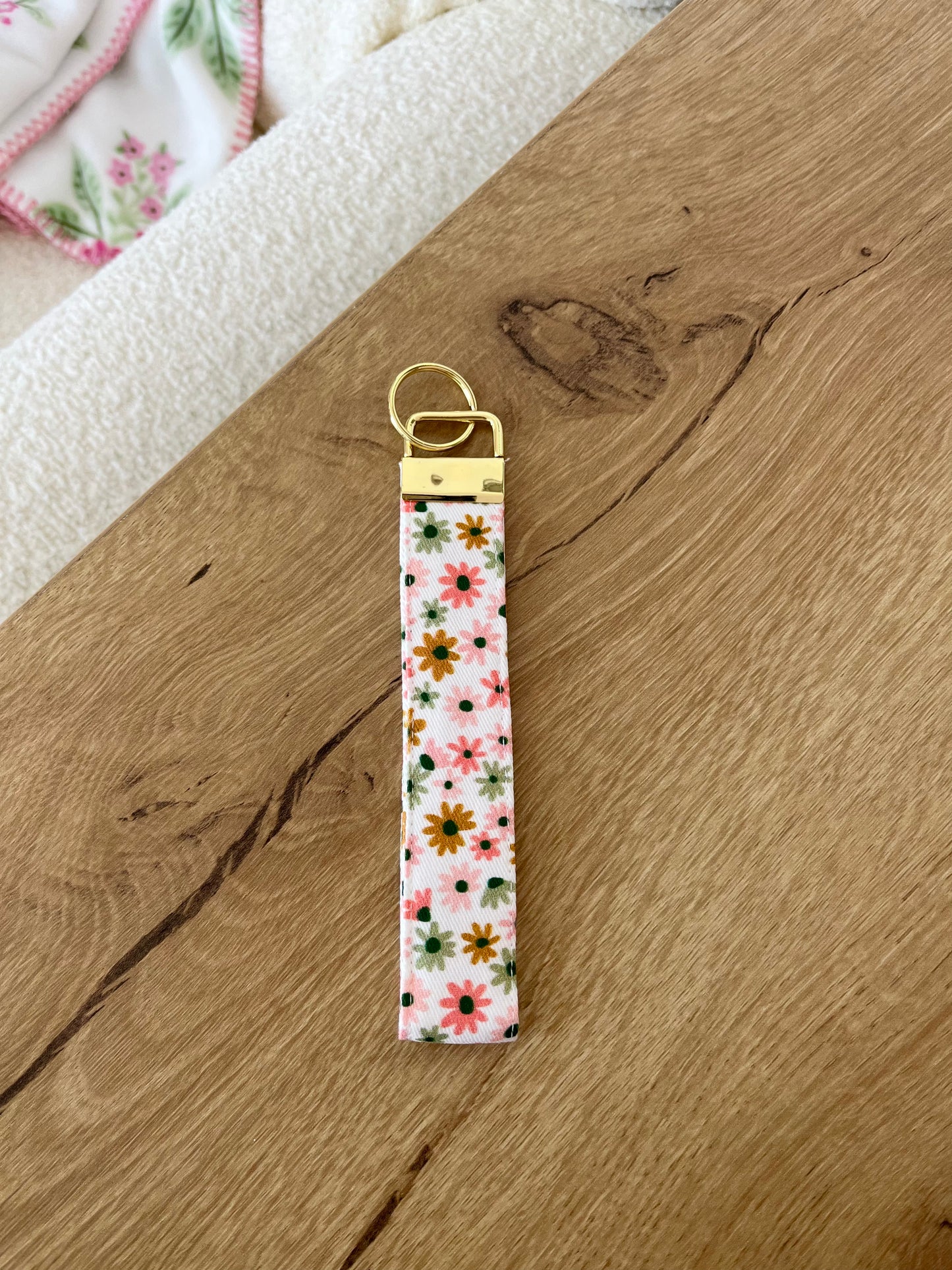 Porte-clés | Bracelet | Fleurs jaunes, vertes et roses