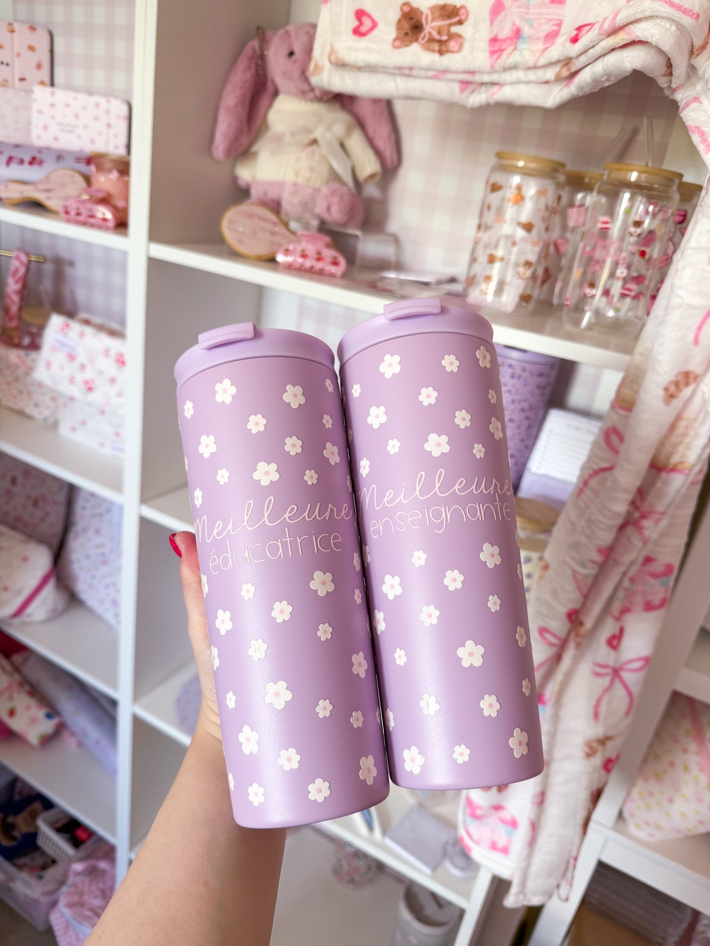 Bouteille isotherme 24 oz | Mauve | Automne | Enseignante ou Éducatrice