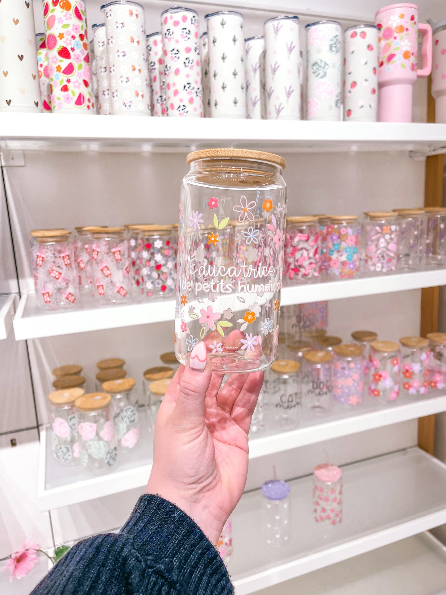 Verre 16 oz | Floral | Éducatrice de petits humains
