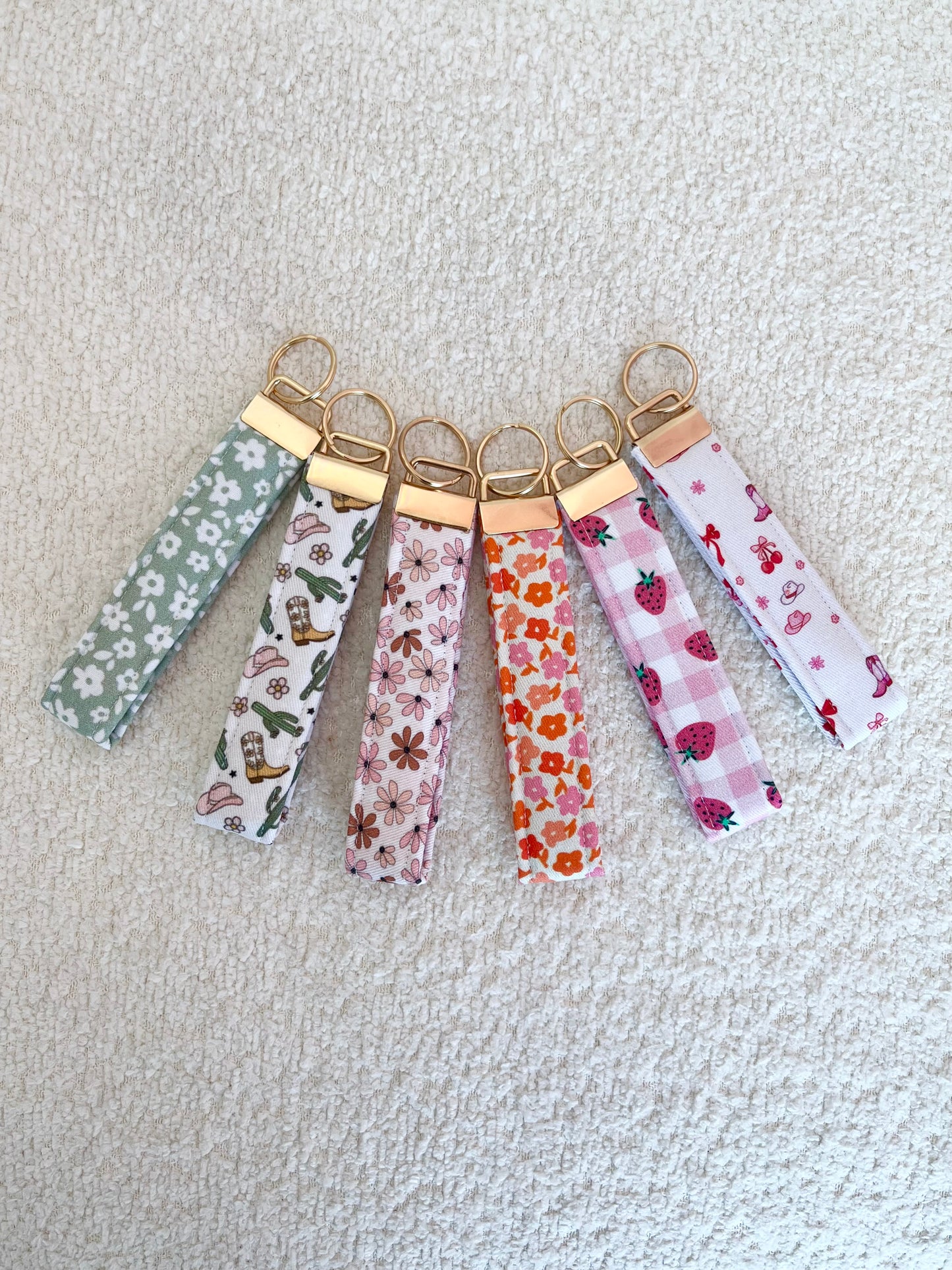 Porte-clés | Bracelet | Fleurs roses et brunes