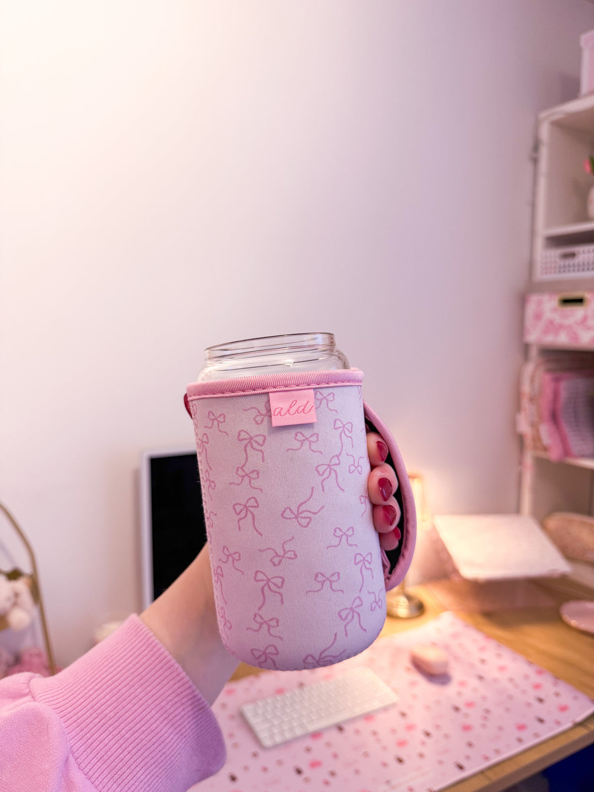 Manchon pour verre 16 oz | Boucles roses