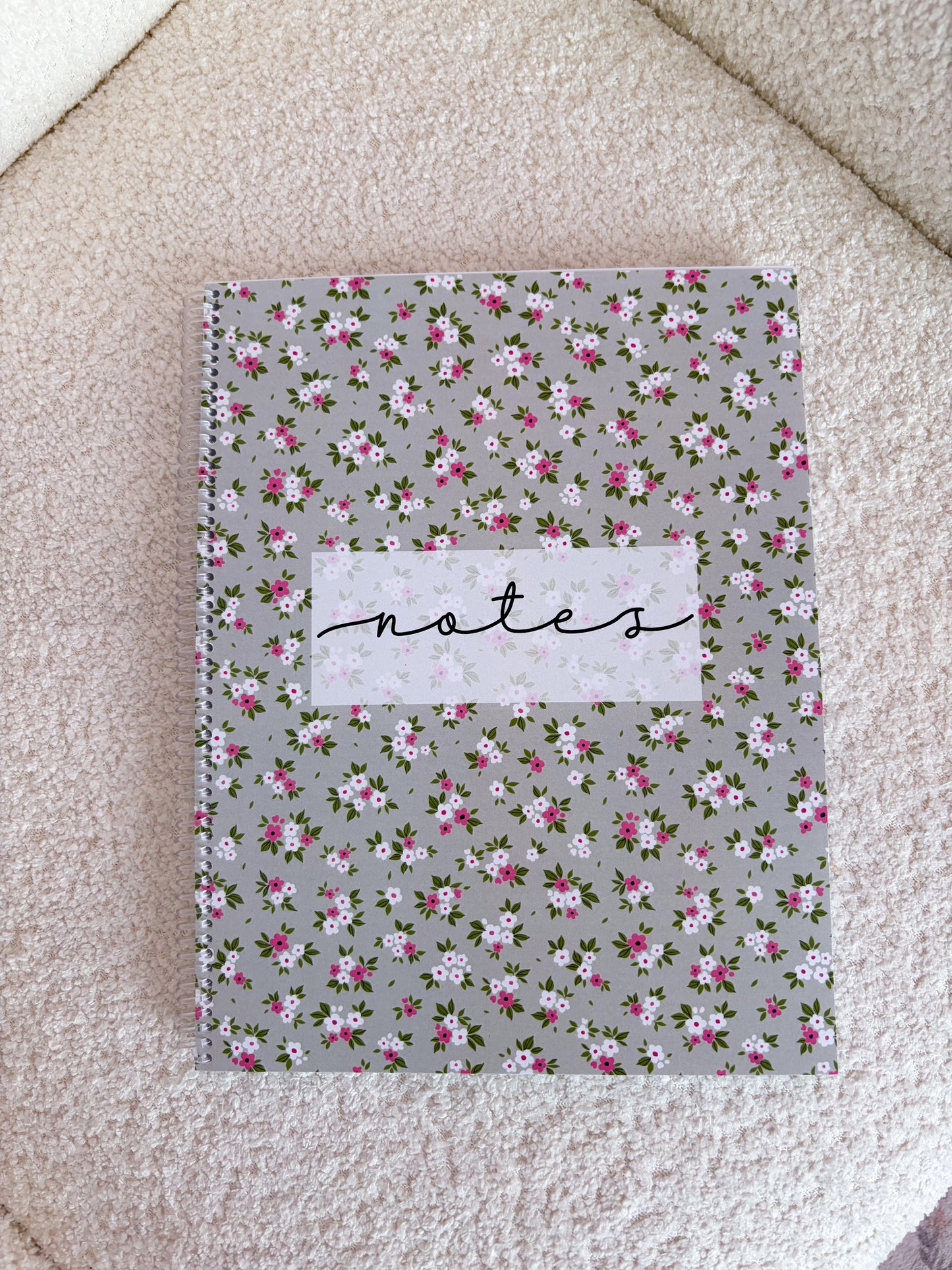 Cahier de notes | Sauge et fleurs fuchsia