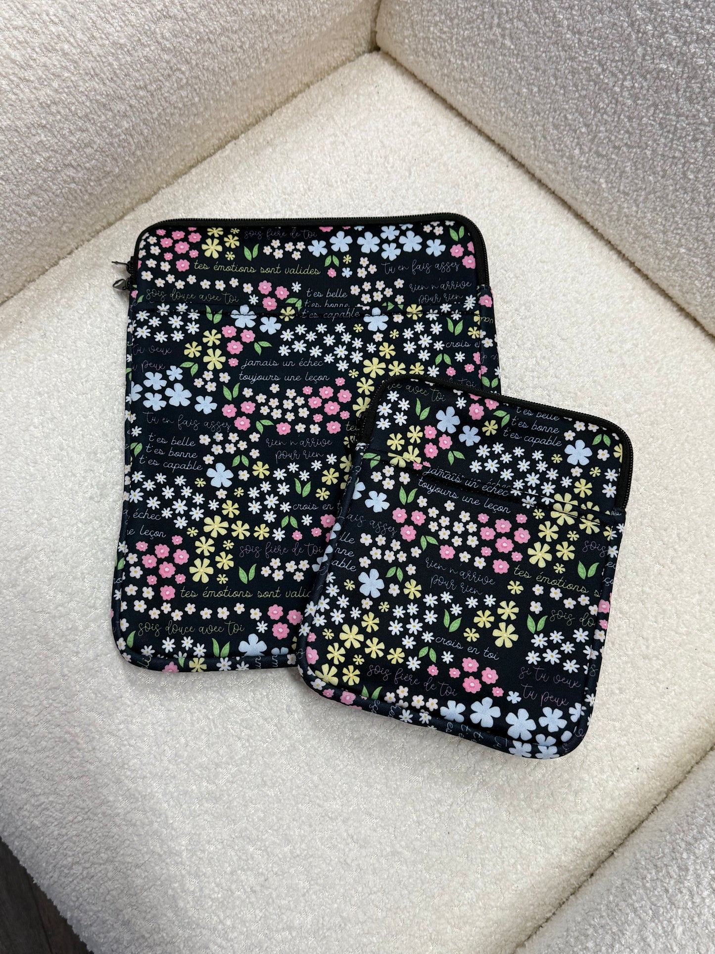 Pochette à liseuse | Affirmations positives florales