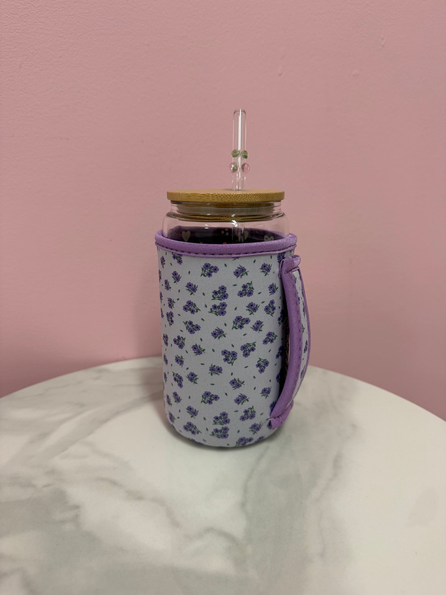 Manchon pour verre 16 oz | Bouquets de fleurs mauves