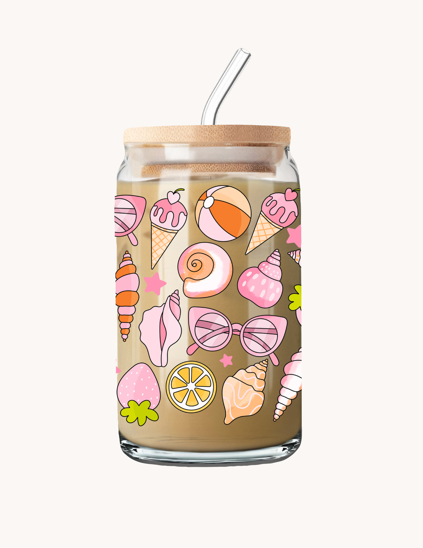 Verre 16 oz | Été | Coquillages et crèmes glacées