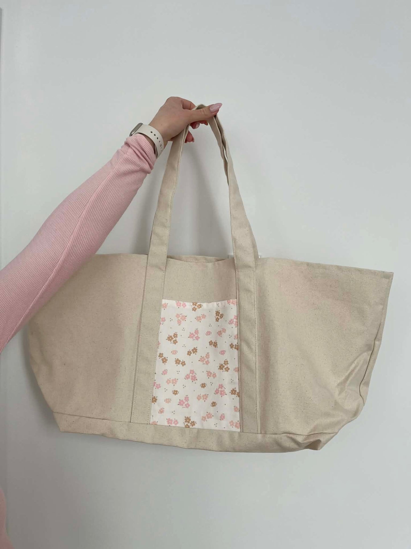 Sac | Fourre-tout | Fleurs roses et brunes