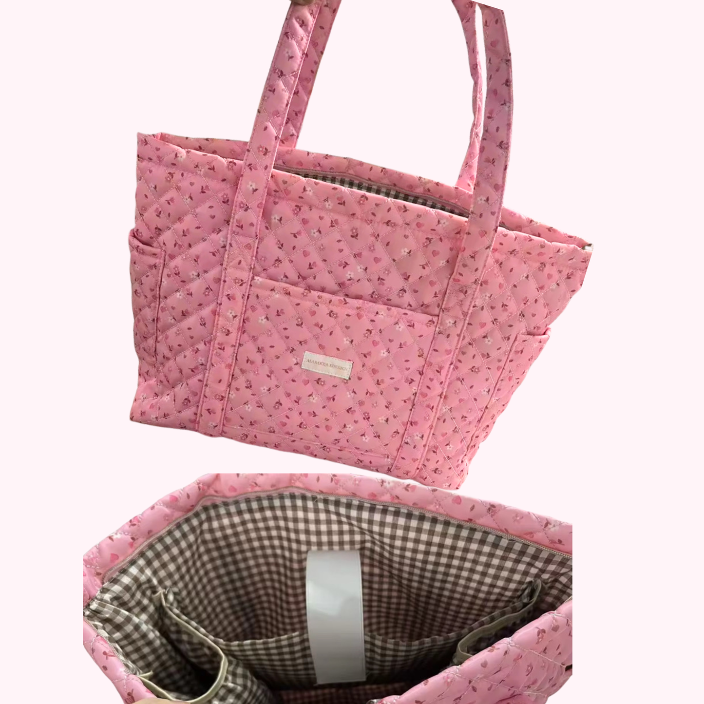 Sac | Fourre-tout 2.0 | Minis fleurs roses et brunes | Imperméable.