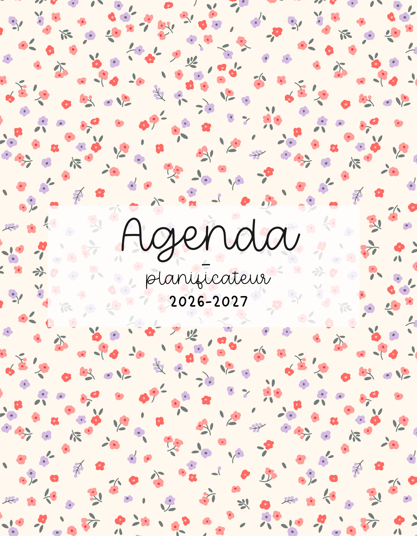 PRÉCOMMANDE - Agenda planificateur | Daté | 2026-2027 | Minis fleurs rouges et mauves