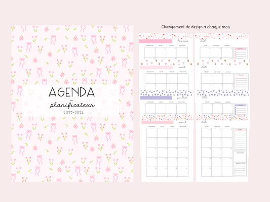 Imparfait | Agenda planificateur | 2025-2026 | Bouquets de fleurs et boucles