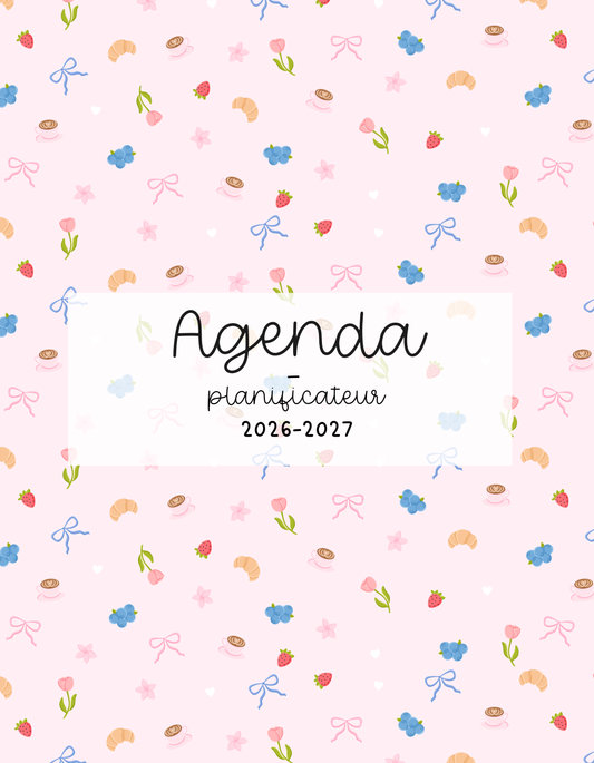 Agenda planificateur | Daté | 2026-2027 | Fruits et coquette 2.0