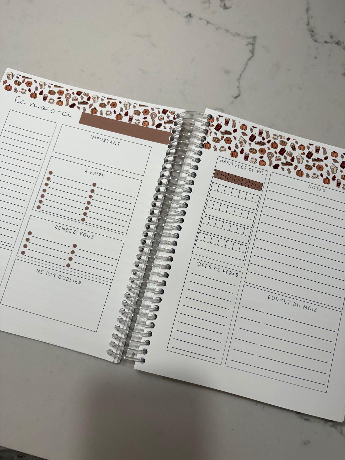 Imparfait | Agenda planificateur | 2025-2026 | Bouquets de fleurs et boucles