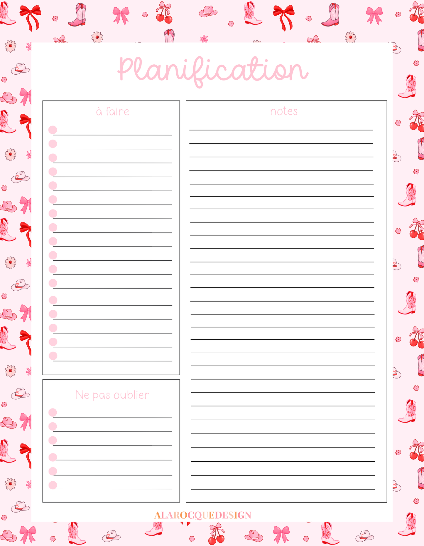 Planificateur | Cowgirl et cerises