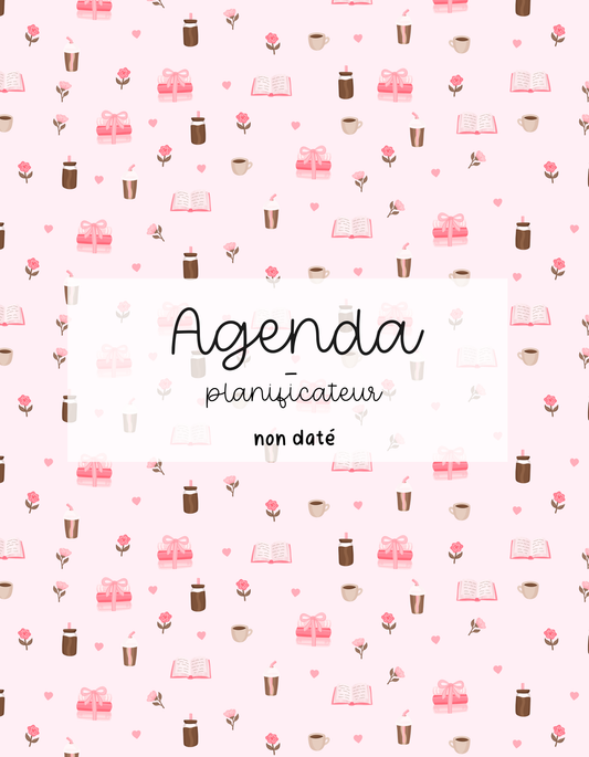 PRÉCOMMANDE - Agenda planificateur | Non-daté | Livres, cafés et roses