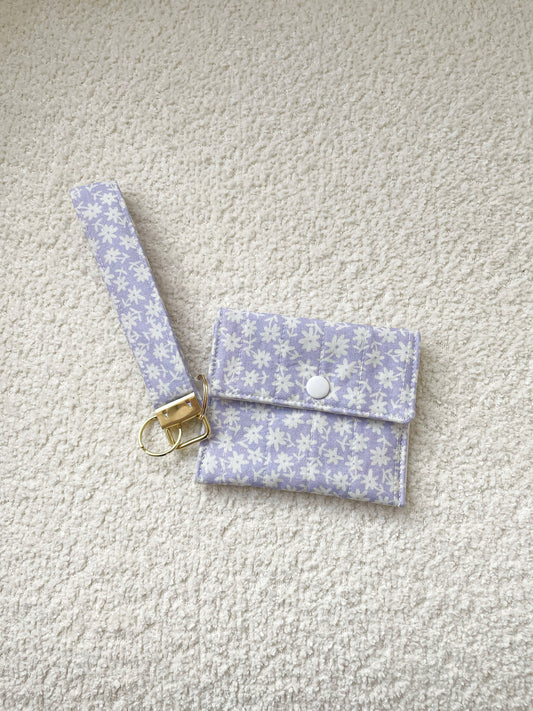 Porte-clés et porte-monnaie | Mauve | Petites fleurs blanches