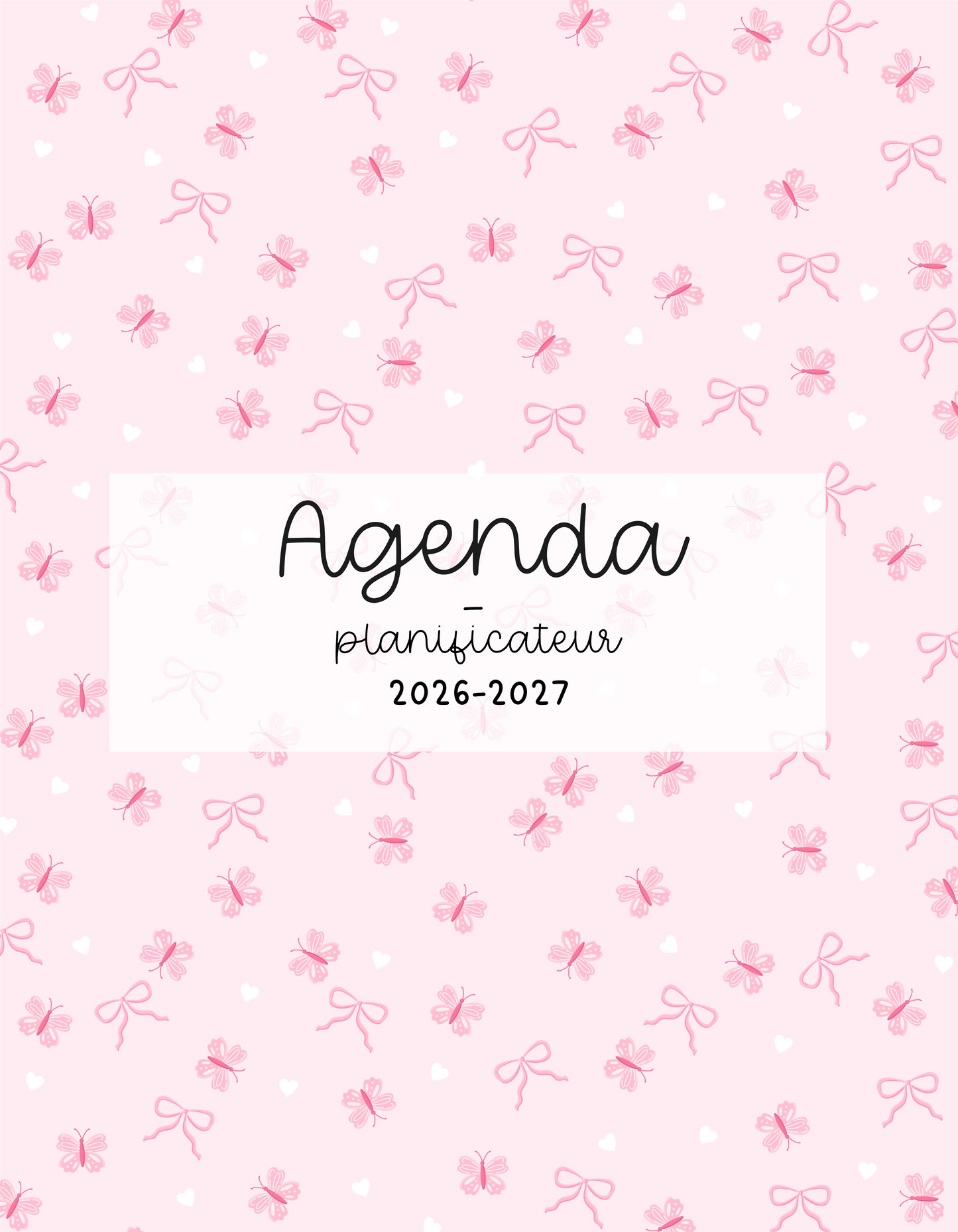 PRÉCOMMANDE - Agenda planificateur | Daté | 2026-2027 | Papillons et boucles