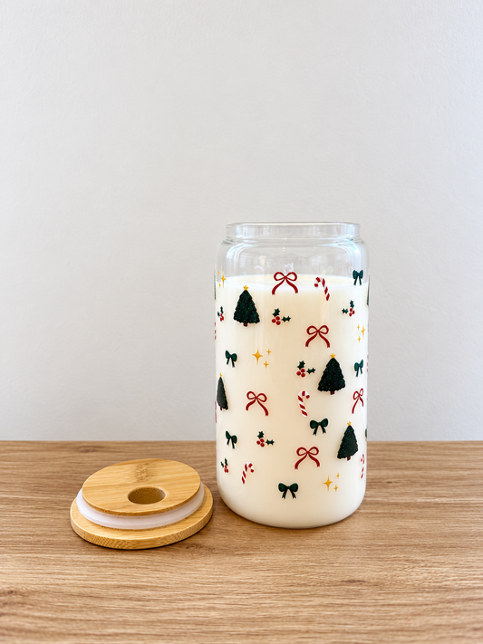 Chandelle | Verre 16 oz | Noël | Sapin