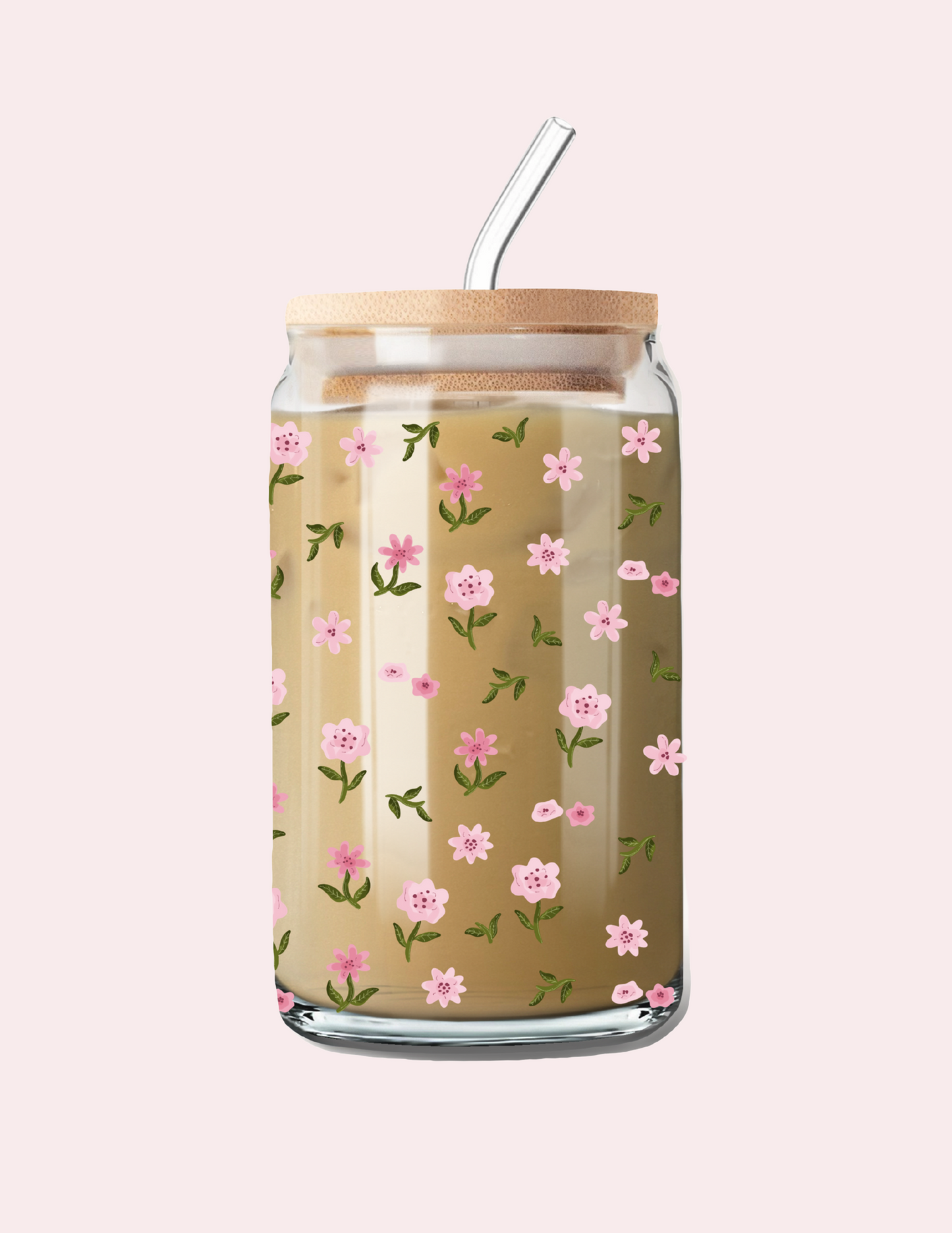 Verre 16 oz | Fleurs mélange de roses