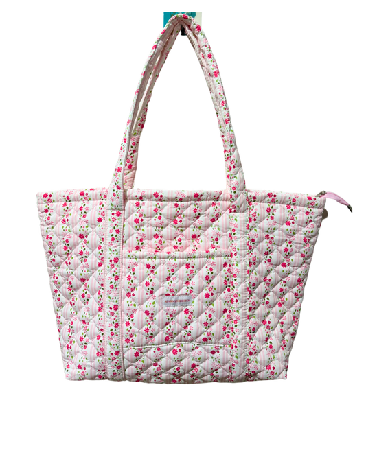 Sac | Lignes roses et fleurs