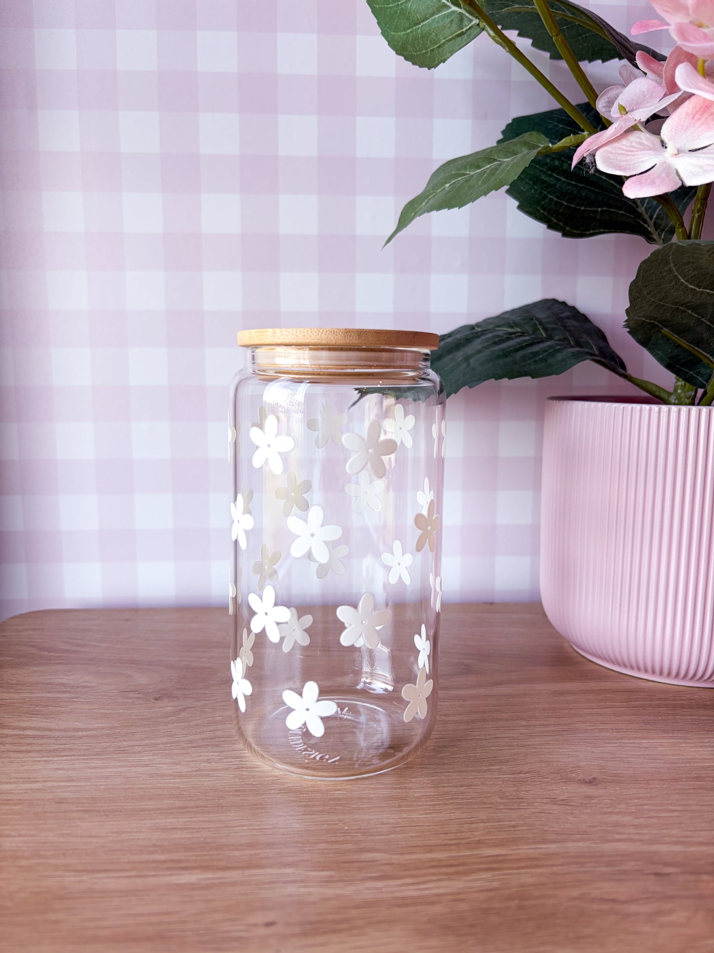 Dernière chance | Verre 16 oz | Fleurs blanches