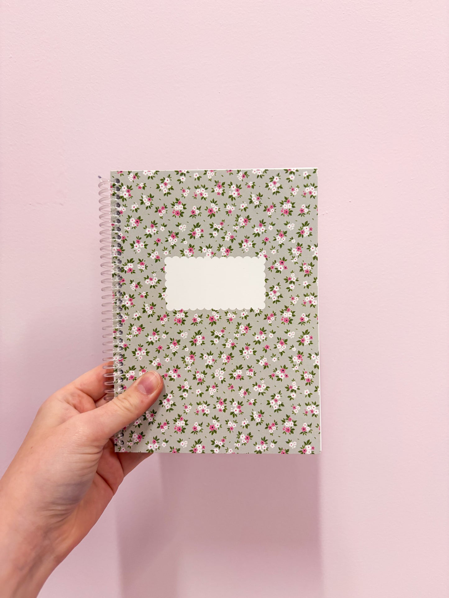 Mini cahier de notes | Sauge et fleurs fuchsia
