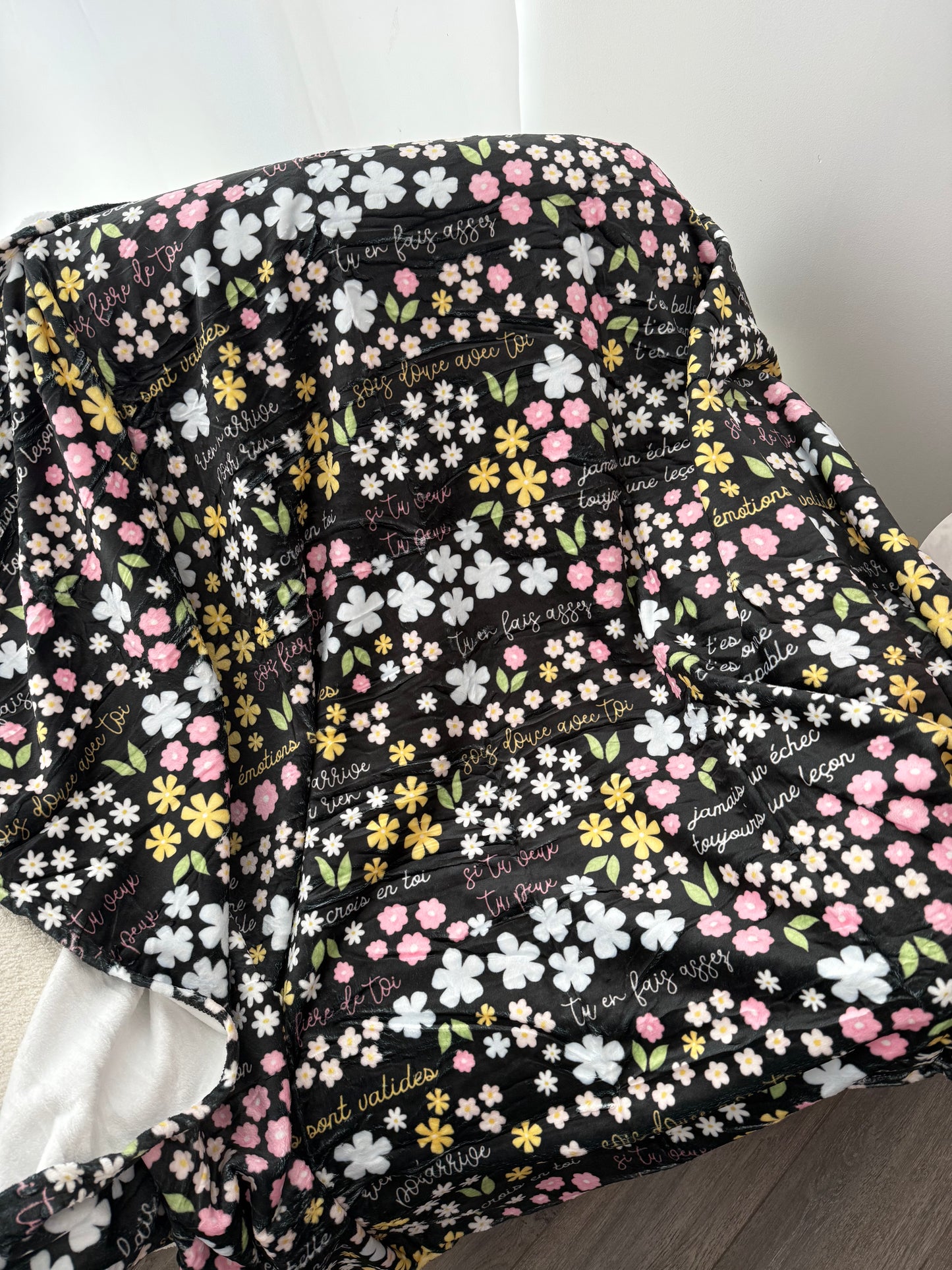 Couverture en flanelle | Affirmations positives florales