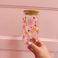Verre 16 oz | Fleurs orangés/roses