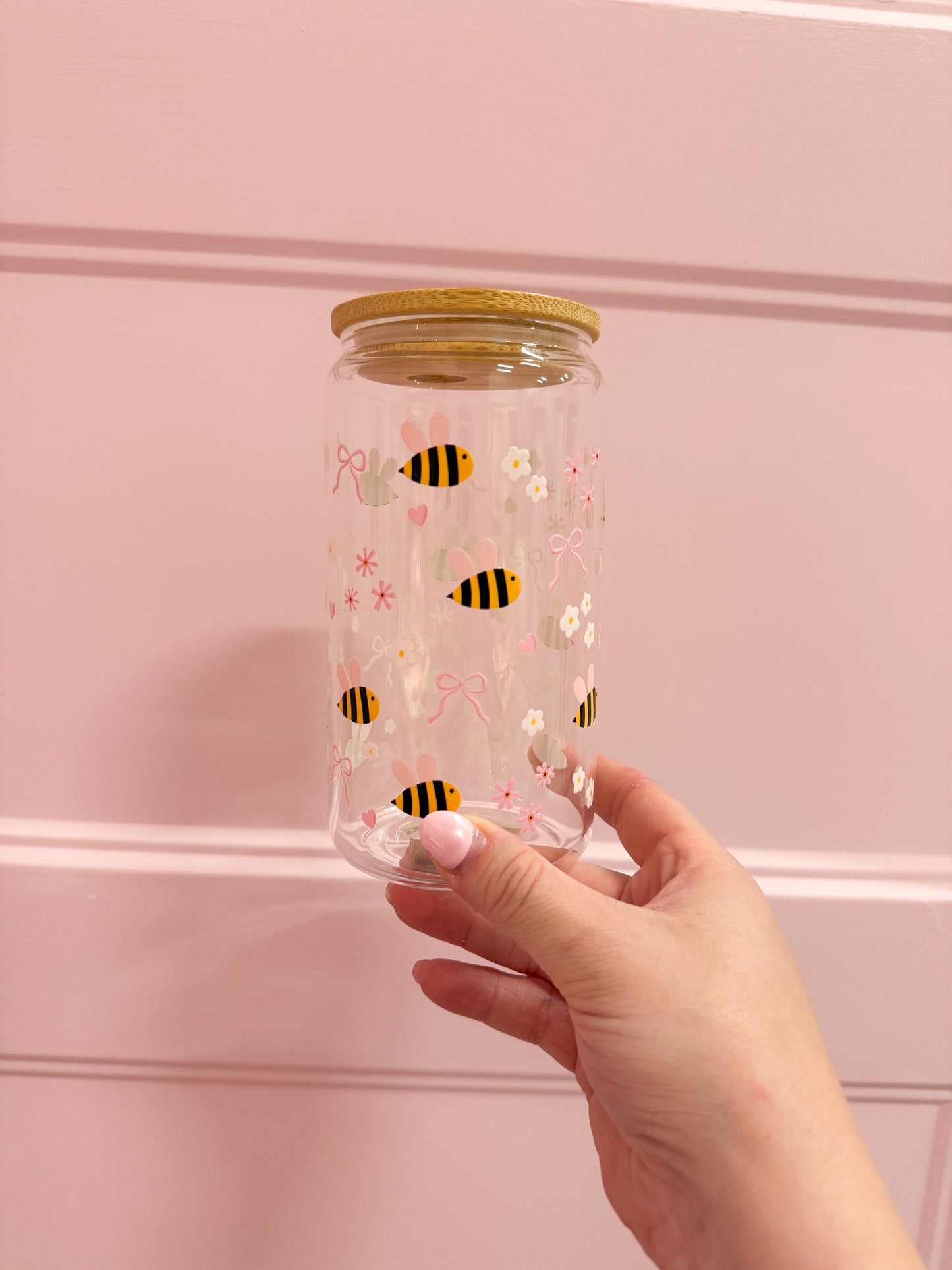 Verre 16 oz | Abeilles et fleurs