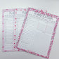 Planificateur journalier | Lignes roses et fleurs