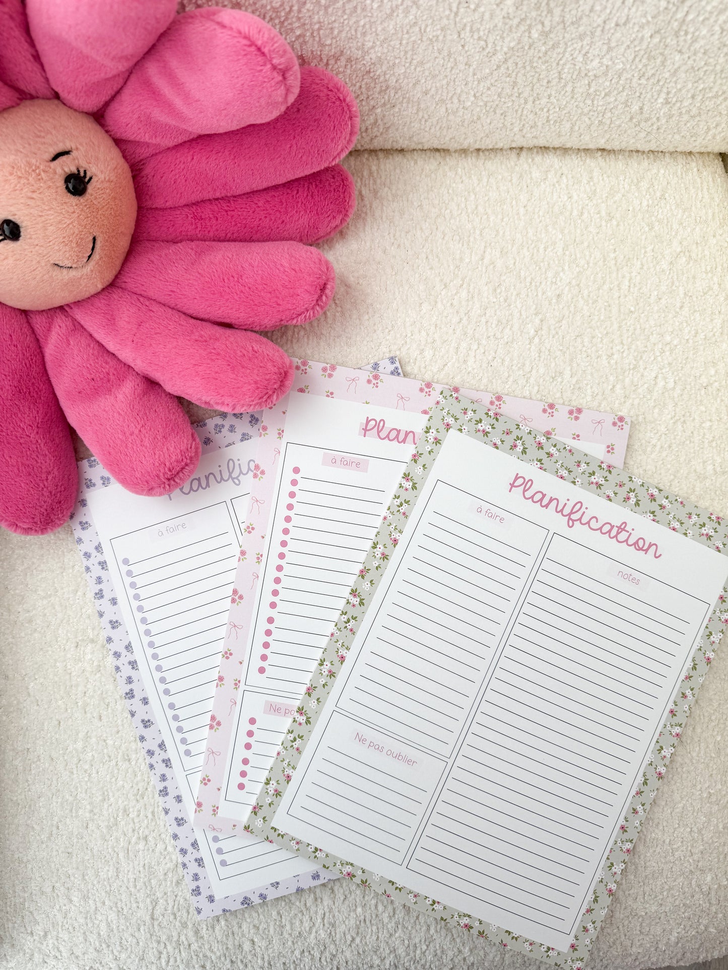 Planificateur | Sauge et fleurs roses