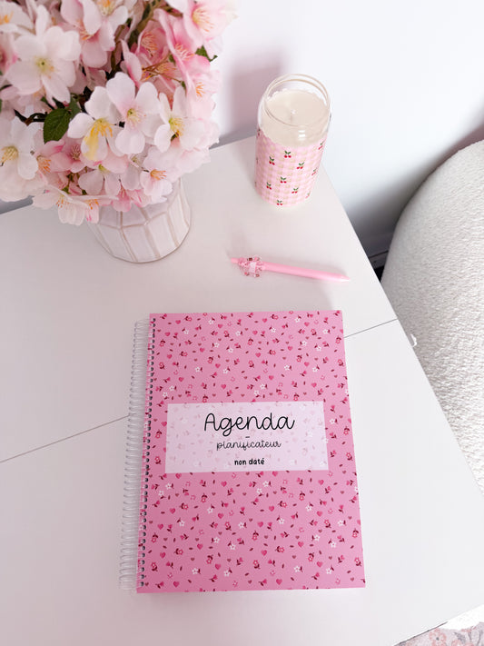 Agenda planificateur | Non-daté | Minis fleurs roses et brunes