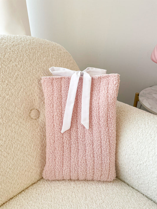 Pochette à livre ou liseuse | Sherpa rose neutre
