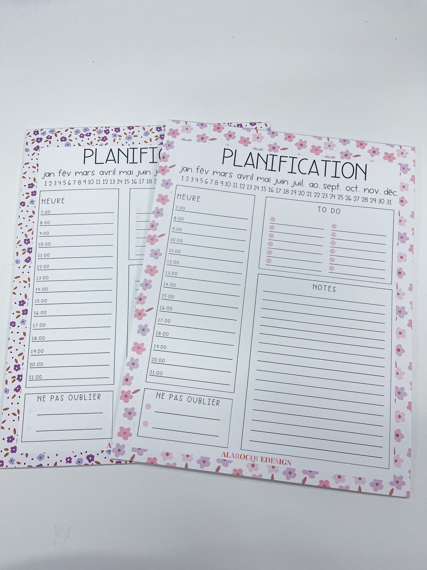 Planificateur journalier | Fleurs mélange de mauves