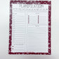 Planificateur journalier | Rouge et fleurs blanches