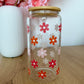 Verre 16 oz | Fleurs roses et oranges