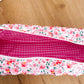 Trousse longue | Fleurs roses et feuilles