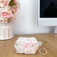 Porte-clés | Mini-pochette | Fleurs roses et bleues avec feuilles