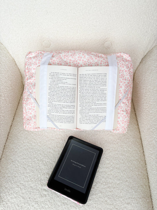Coussin de lecture | Beige et minis fleurs roses
