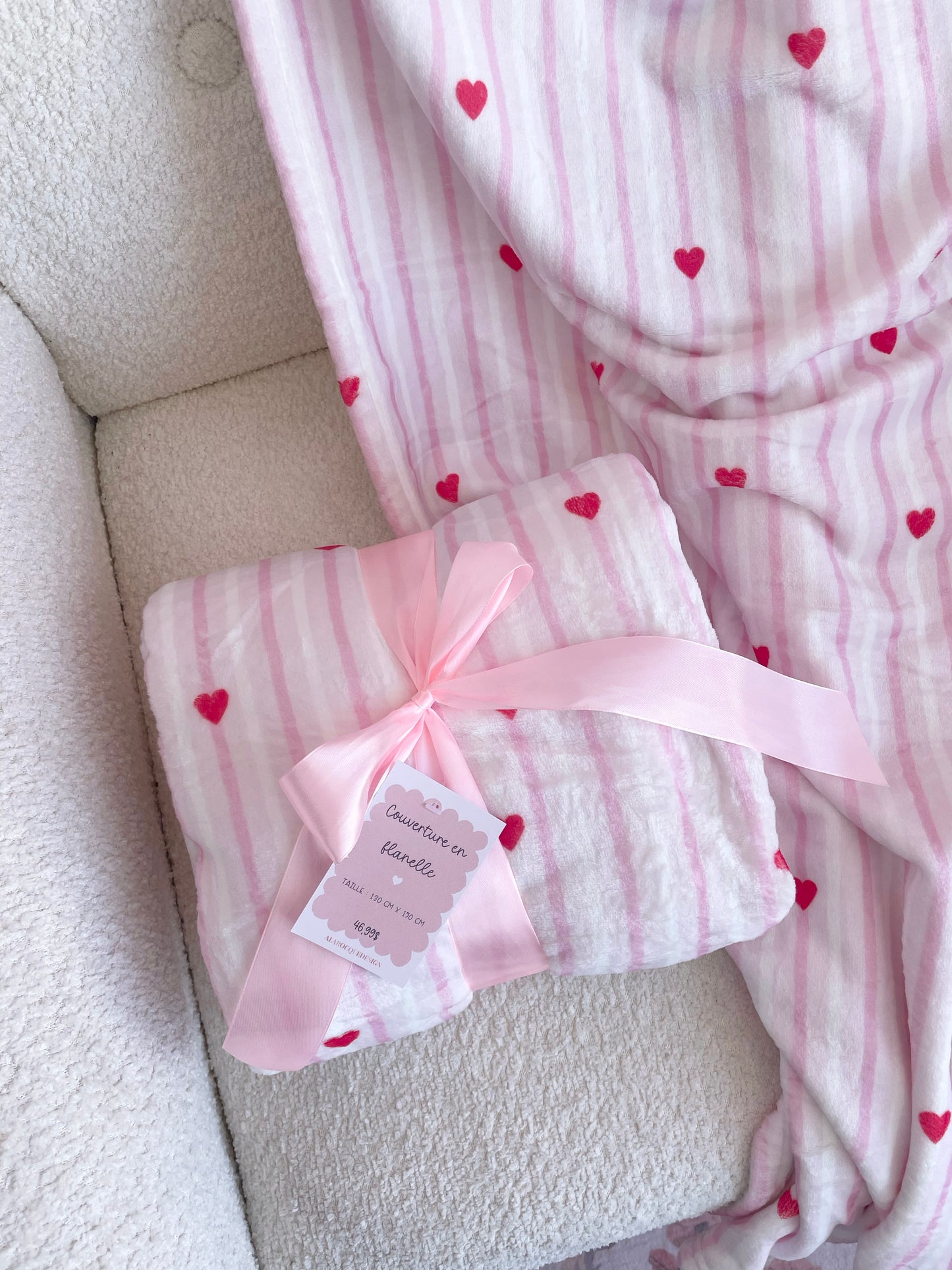 Couverture en flanelle | Lignes et coeurs