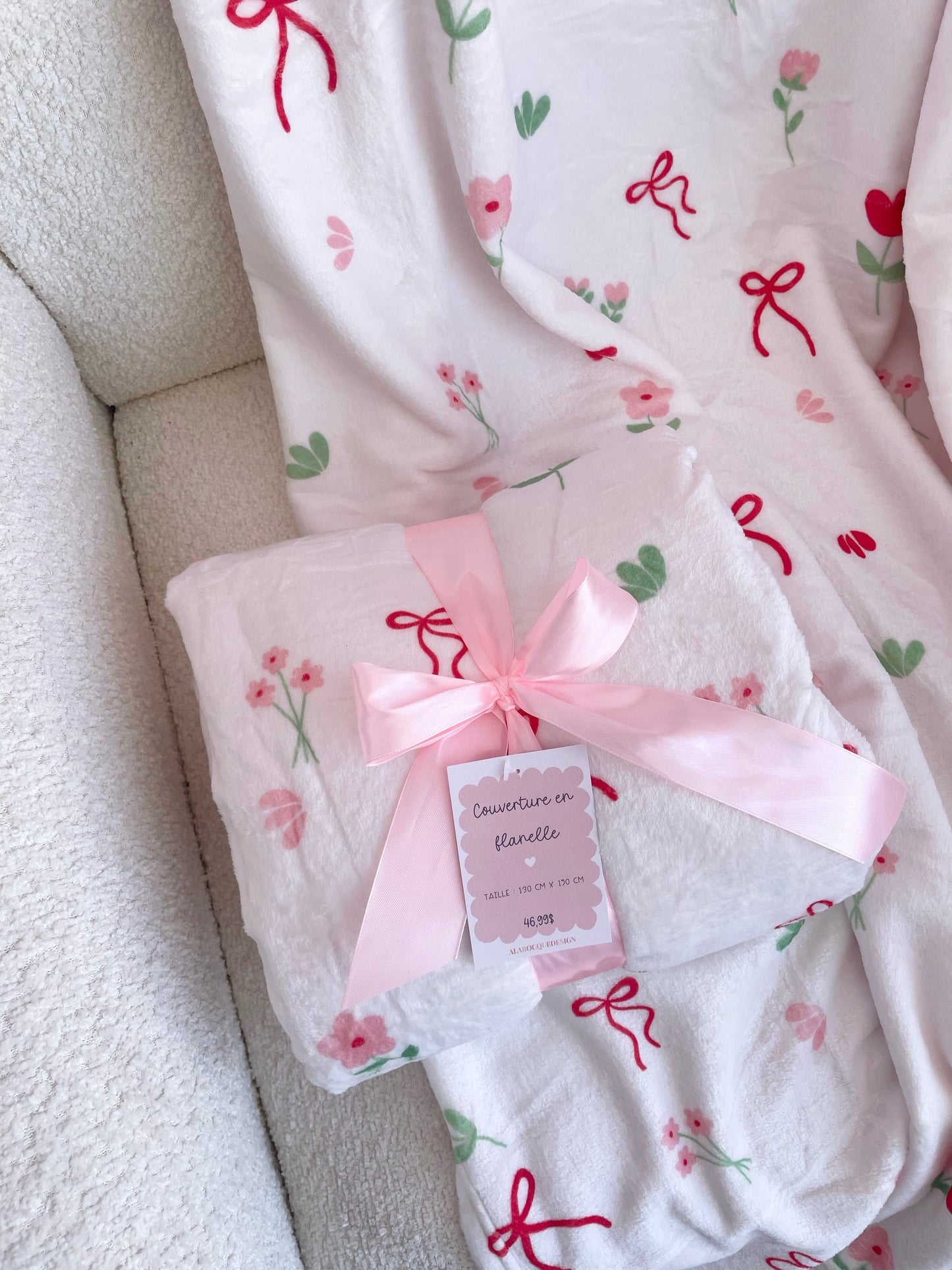 Couverture en flanelle | Boucles et fleurs