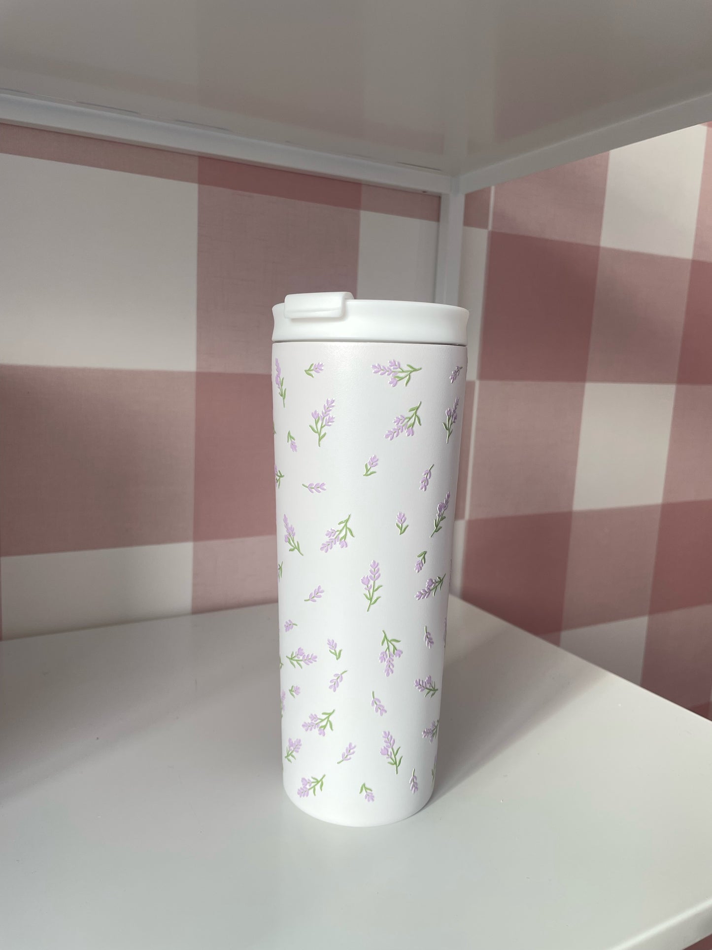 Bouteille isotherme 24 oz | Blanche | Brindilles de lavande