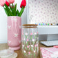 Verre 16 oz | Printemps | Tulipes roses et blanches