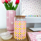 Verre 16 oz | Printemps | Carreauté orangé et papillons