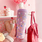 Bouteille isotherme 24 oz | Mauve | Champs de fleurs et papillons