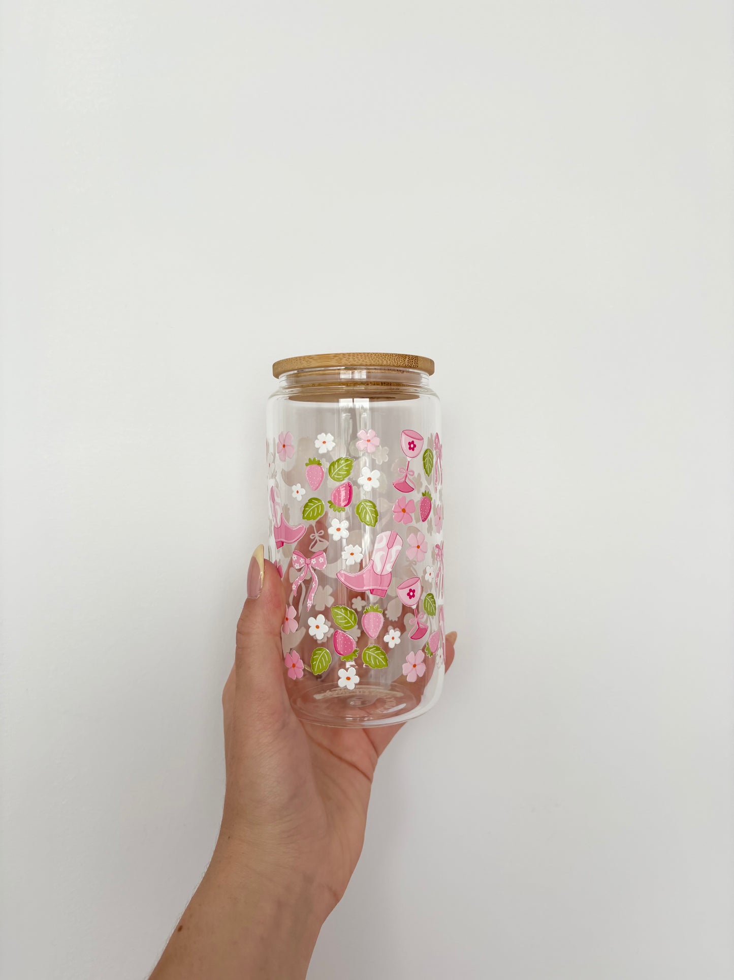Verre 16 oz | Été | Cowgirl et fraises