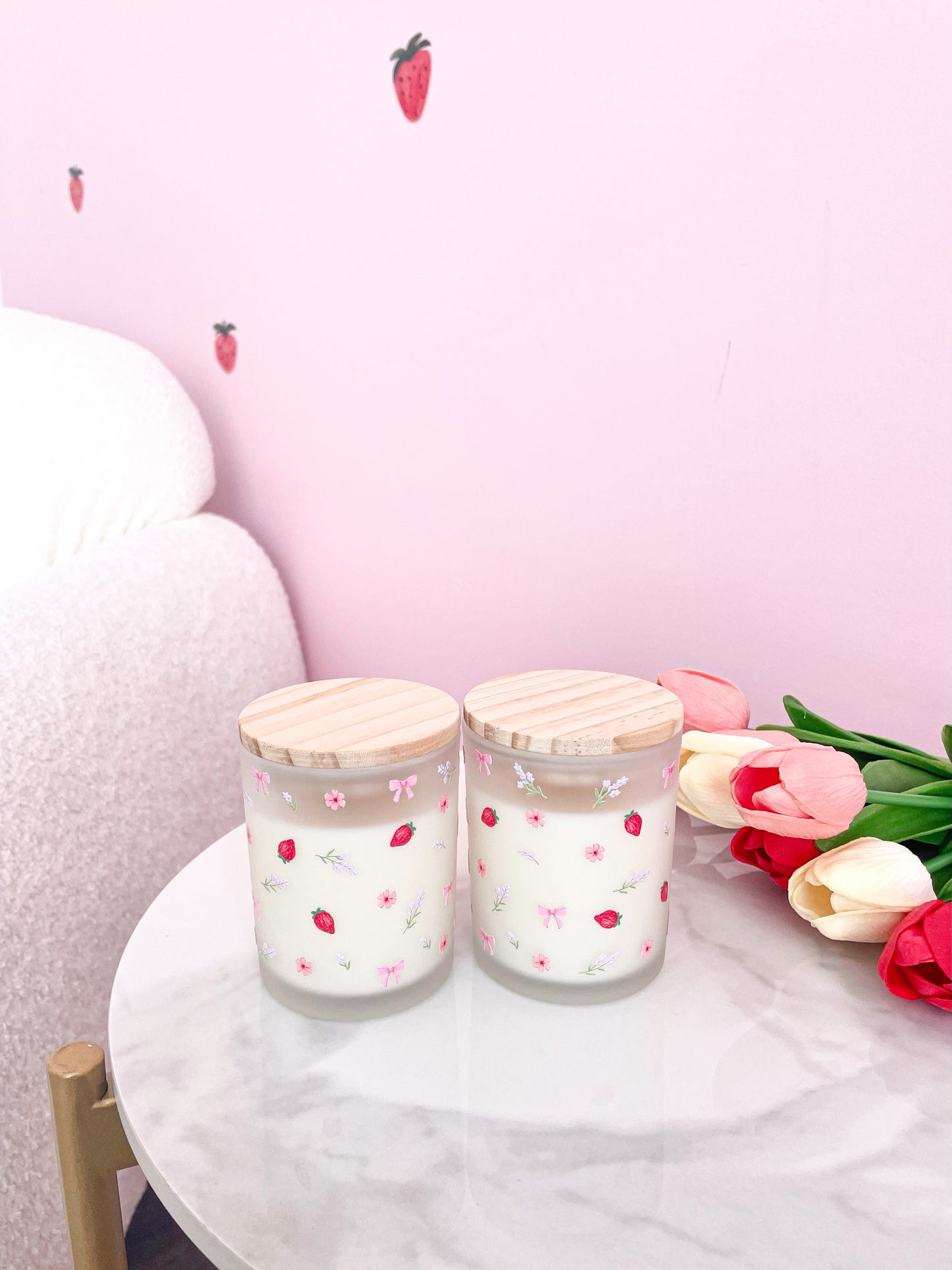 Bougie de soya | 8 oz | 50 heures | Fraise et lavande