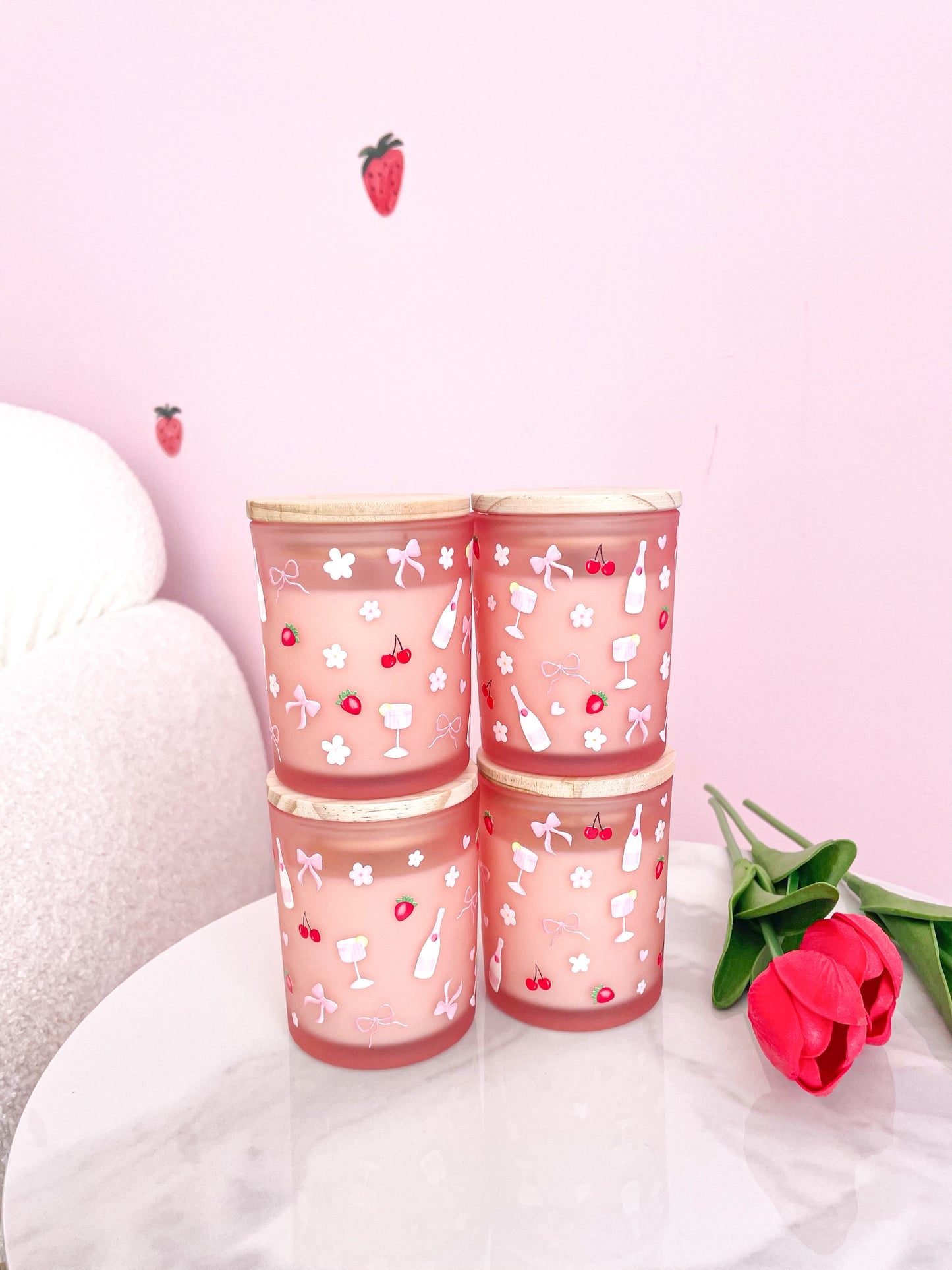 Bougie de soya | 8 oz | 50 heures | Fraise et champagne