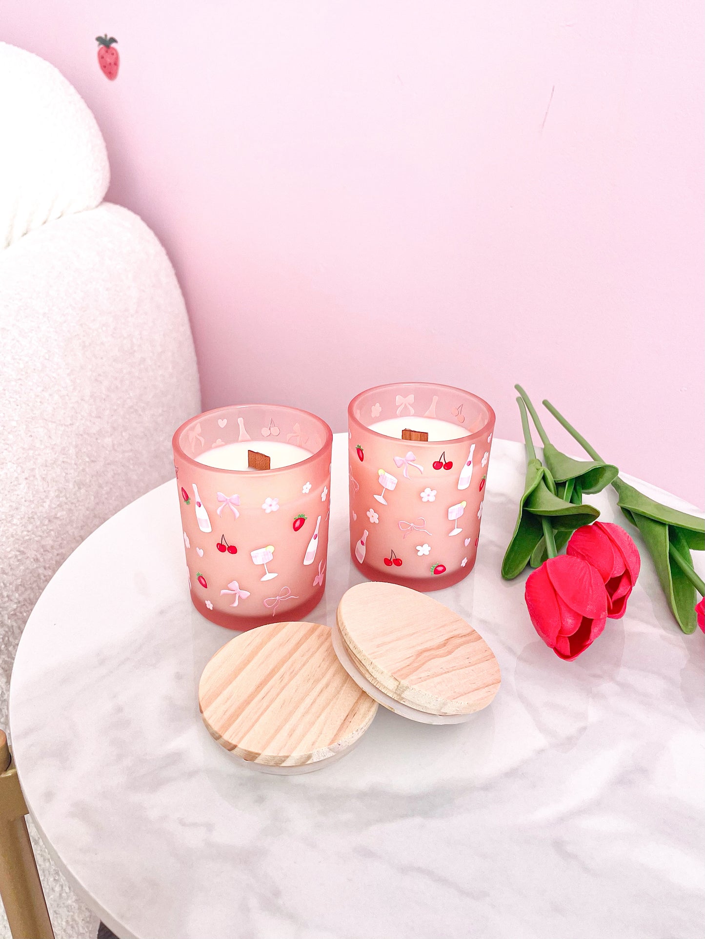 Bougie de soya | 8 oz | 50 heures | Fraise et champagne