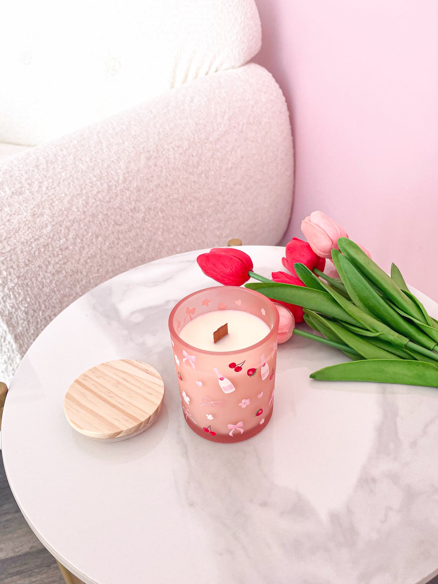 Bougie de soya | 8 oz | 50 heures | Fraise et champagne