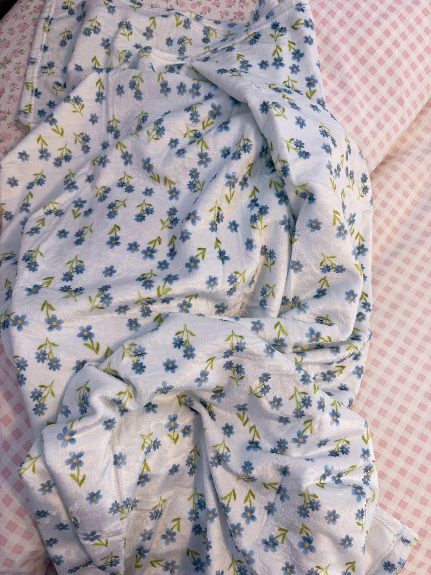 Couverture en flanelle | Fleurs bleues